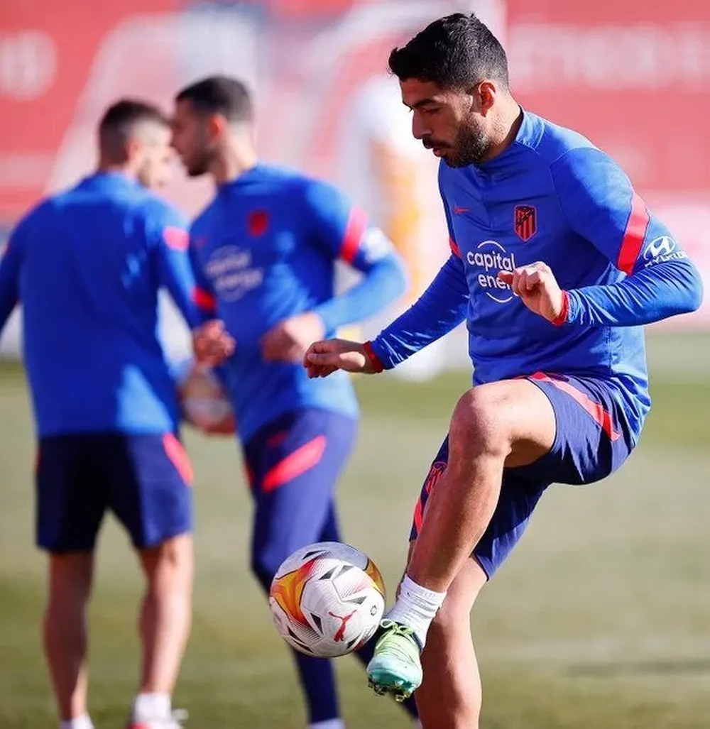 El Pistolero en el entrenamiento del Atlético
