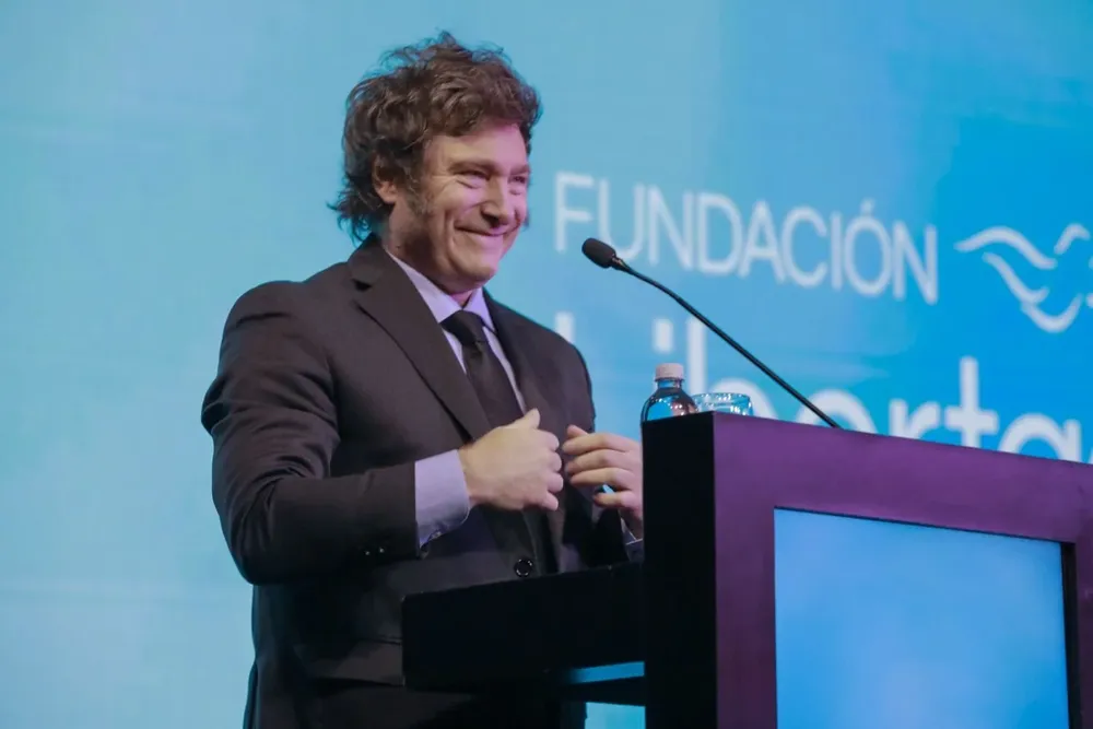 El presidente Milei en la cena de la Fundación Libertad