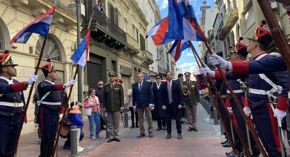 Luis Lacalle Pou en el acto en la Plaza Matriz