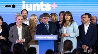 Carles Puigdemont durante un acto de campaña