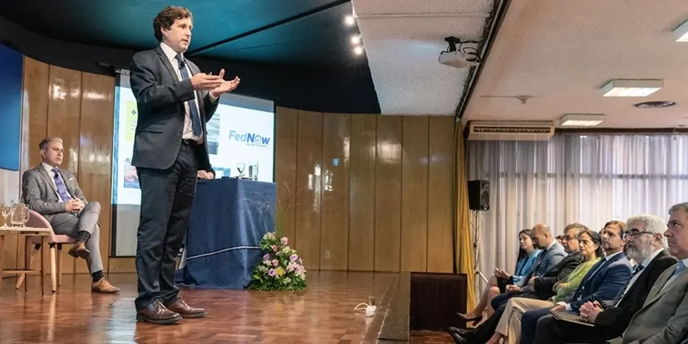 Diego Labat durante la presentación de la Hoja de Ruta del Sistema de Pagos.