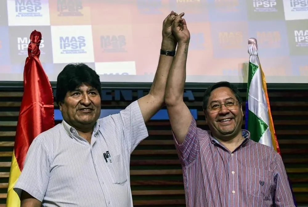 Evo Morales junto al presidente Luis Arce