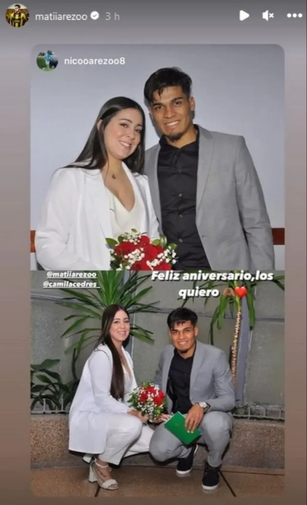 Matías Arezo cumple un año de casado y lo celebró en sus redes