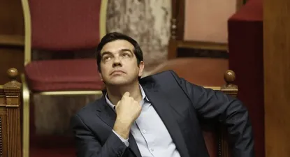 El primer ministro griego, Alexis Tsipras, el miércoles en el parlamento heleno durante el debate con los legisladores