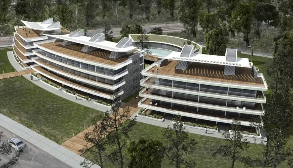 Render de la fachada del edificio