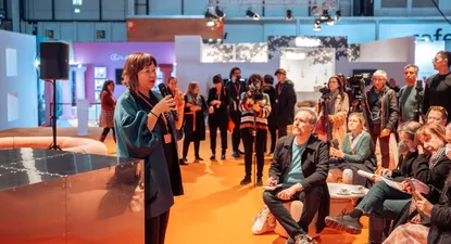 La directora de ARCO, Maribel López, hoy al inaugurar ARCO Madrid, en Feria de Madrid IFEMA.
