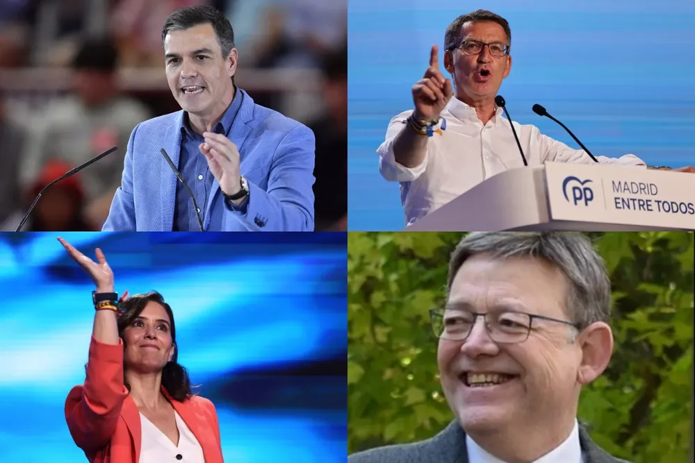 Pedro Sánchez, Alberto Núñez Feijóo, Isabel Díaz Ayuso y Ximo Puig, protagonistas del 28-M.
