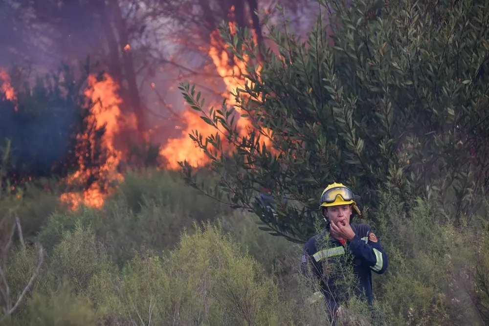 Incendio en el Fortín de Santa Rosa, Canelones, el 30 de diciembre de 2021.