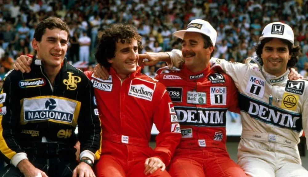 Senna, Prost, Mansell, Piquet: grandes nombres de la era turbo.