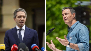 El primer ministro de Irlanda, Simon Harris, y el presidente del Gobierno español, Pedro Sánchez