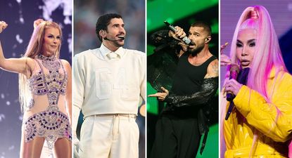 Olga Tañón, la reina del merengue; Bad Bunny, la estrella actual del género urbano; Ricky Martin, uno de los intérpretes más destacados del pop latino; e Ivy Queen, pionera del reguetón.