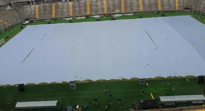Así estaba la cancha del Estadio de Peñarol este domingo por la mañana