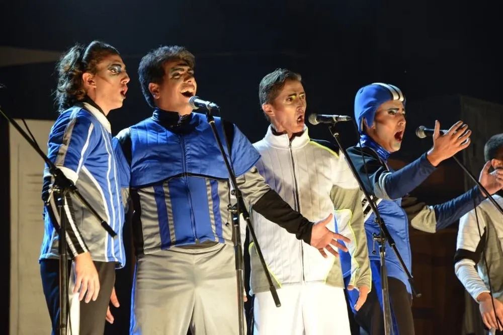 Integrantes de Aristophanes en el concurso del Teatro de Verano.