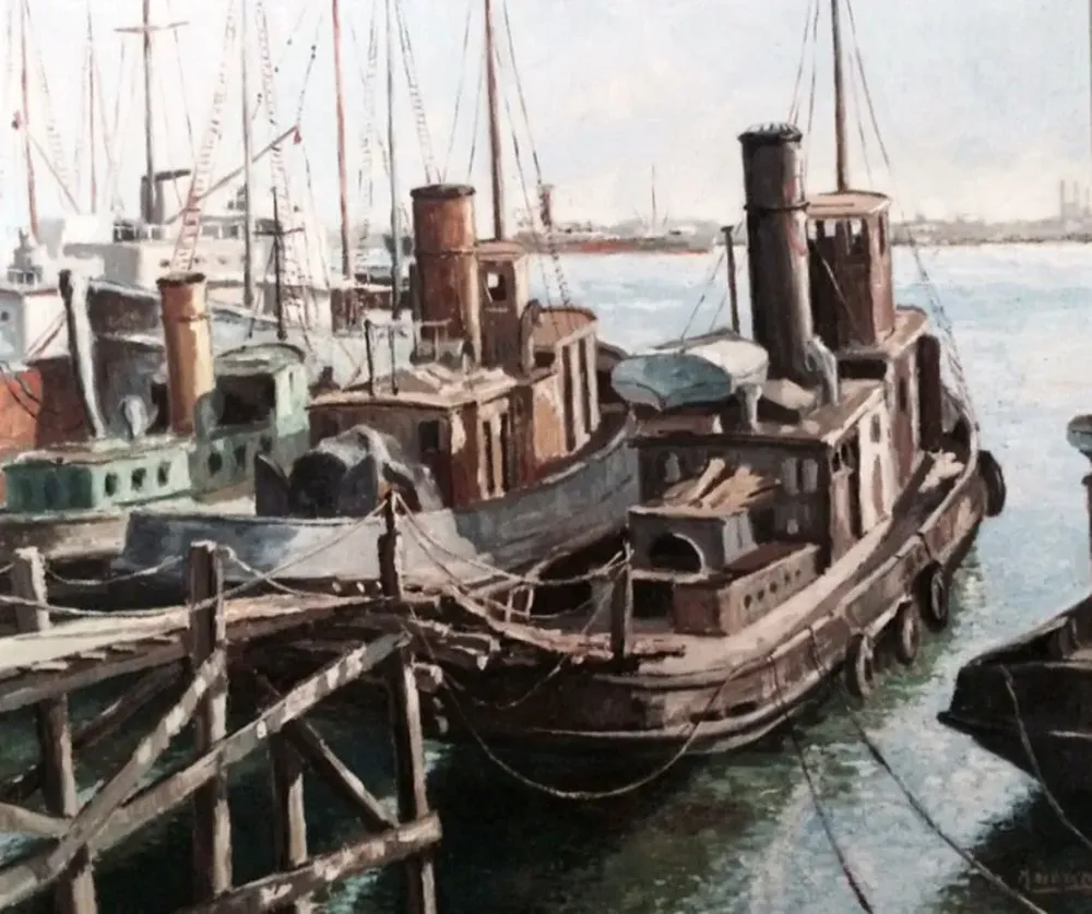 La obra titulada Puerto, una creación del pintor Miguel de Vita