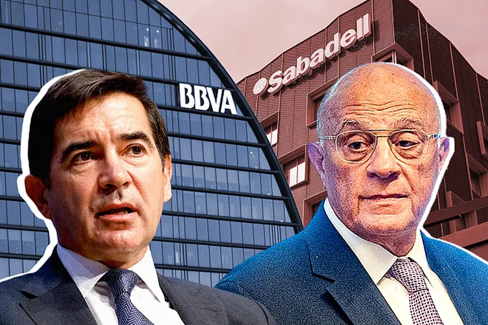 arlos Torres, presidente de BBVA (izquierda) y Josep Oliú, presidente de Banco Sabadell