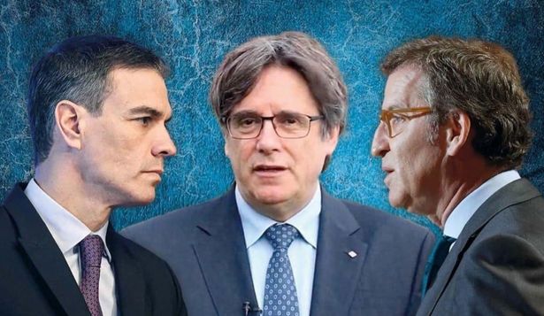 Pedro Sánchez, Carles Puigdemont y Alberto Núñez Feijóo