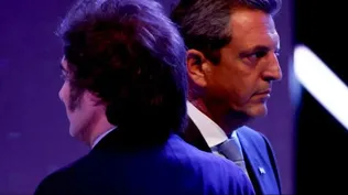 Sergio Massa y Javier Milei en el debate previo a las generales.