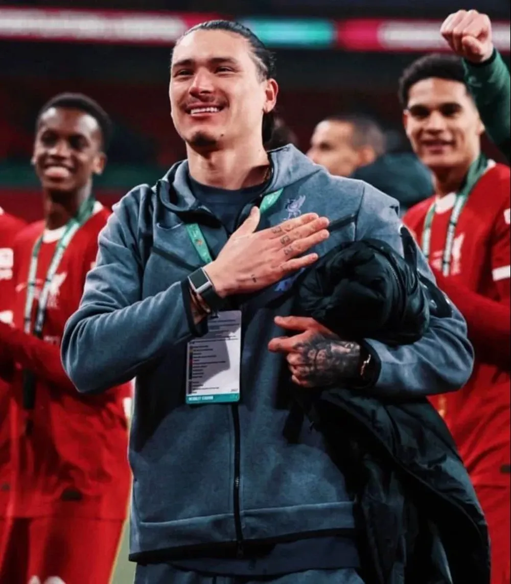 Darwin Núñez en el festejo de Liverpool