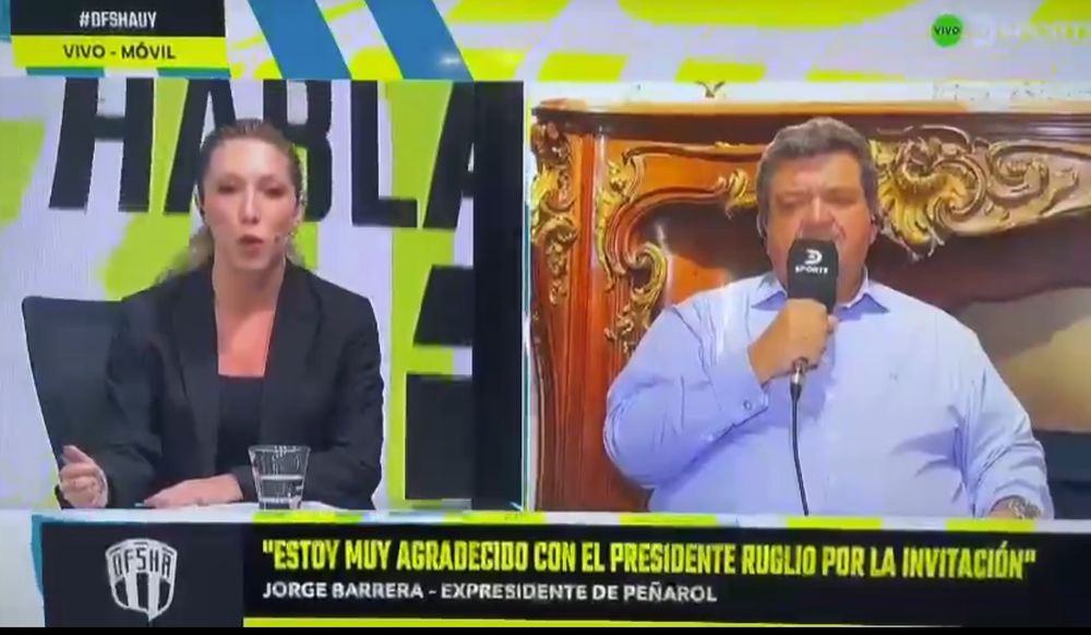 El tenso saludo entre el expresidente de Peñarol Jorge Barrera y la periodista Sofía Romano