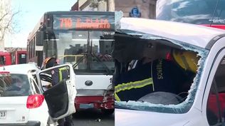 Un ómnibus de Copsa y un auto chocaron