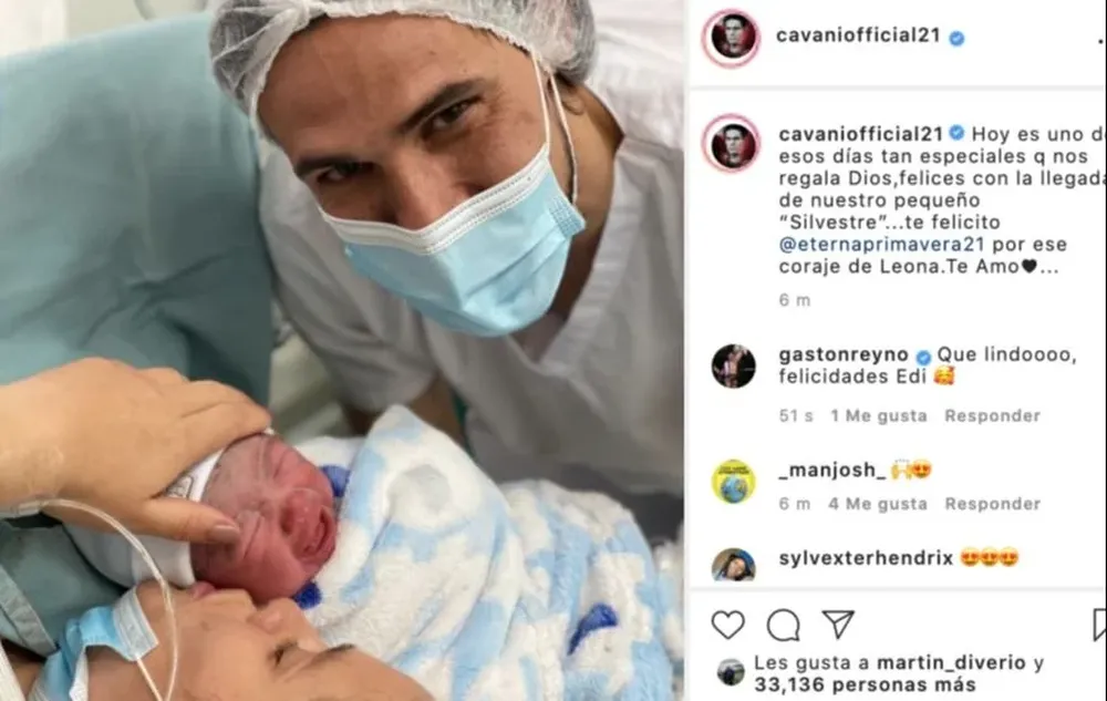 El posteo de Cavani en Instagram