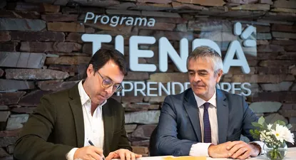 El gerente de Tienda Inglesa, Juan Manuel Parada y el presidente de la Cámara de Industrias, Alfredo Antía