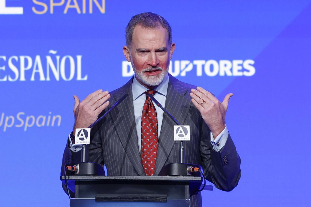 El rey Felipe VI durante el discurso inaugural de la quinta edición del Wake Up, Spain.