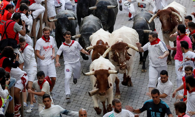 Clásico encierro de San Fermín.