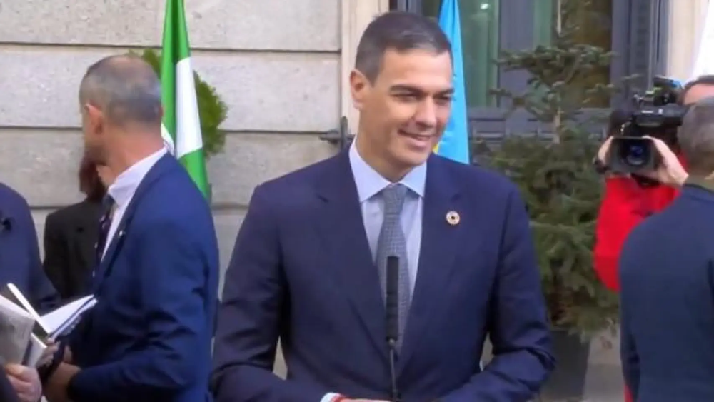 El presidente del Gobierno español, Pedro Sánchez, durante su mensaje por el 46 aniversario de la Constitución.