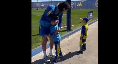 Edinson Cavani en la práctica de Boca