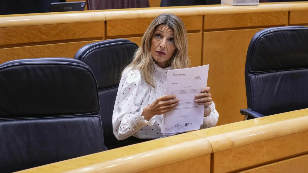 La vicepresidenta segunda del Gobierno, Yolanda Díaz, este martes en el Senado. EFE