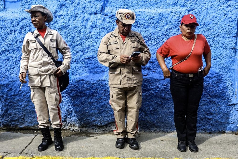 Integrantes de la Milicia, el cuerpo civil-militar con el que el chavismo busca materializar su noción de “pueblo en armas”.