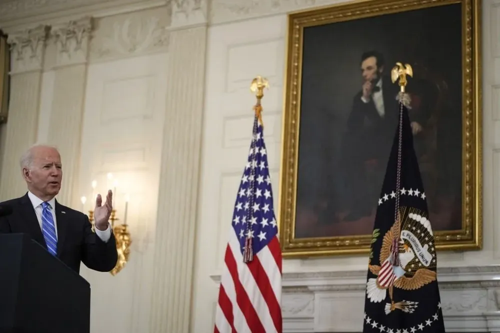El presidente de Estados Unidos, Joe Biden, durante un discurso en la Casa Blanca