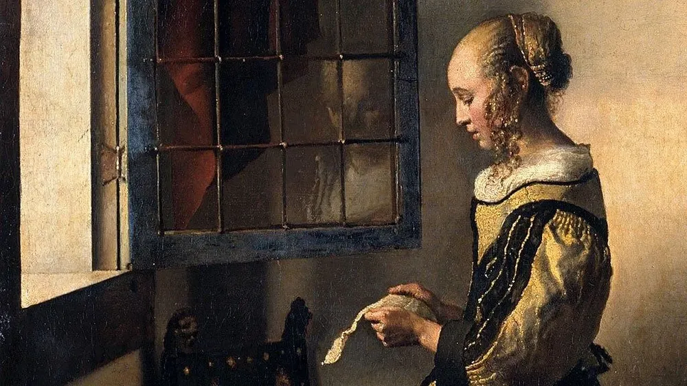 Muchacha leyendo una carta en la ventana abierta, Johannes Vermeer, 1657-59. Detalle