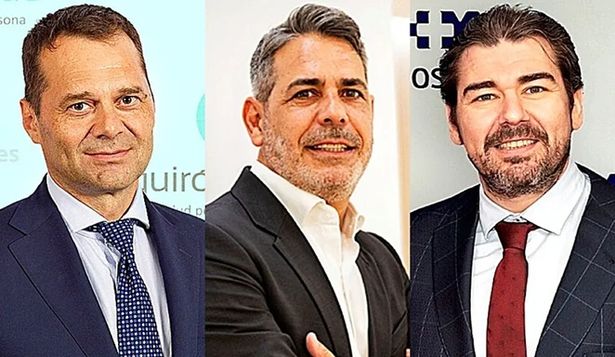 Víctor Madera, presidente y CEO de Quirónsalud; Pablo Gallart, consejero delegado de Grupo Ribera, y Alejandro Abarca, consejero delegado de HM Hospitales.