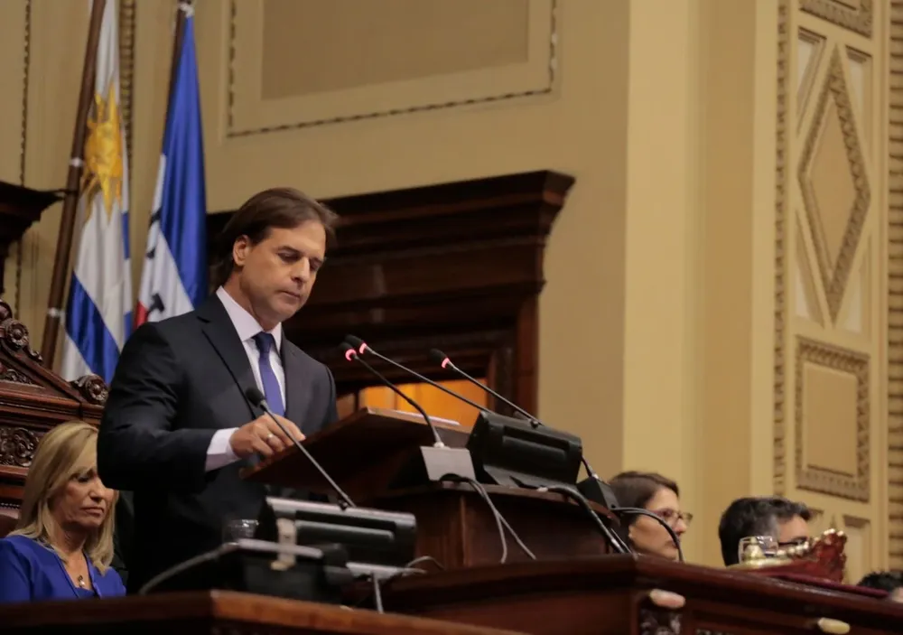 Luis Lacalle Pou en su discurso de asunción, el 1° de marzo de 2020
