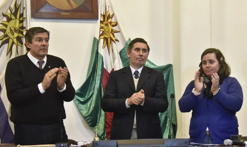 Jorge Riani, Miguel Sanguinetti y María del Pilar Camy.