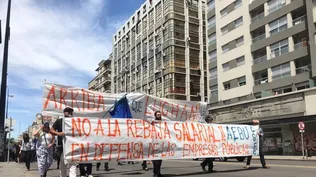 Los trabajadores bancarios se manifestaron este martes por 18 de julio.