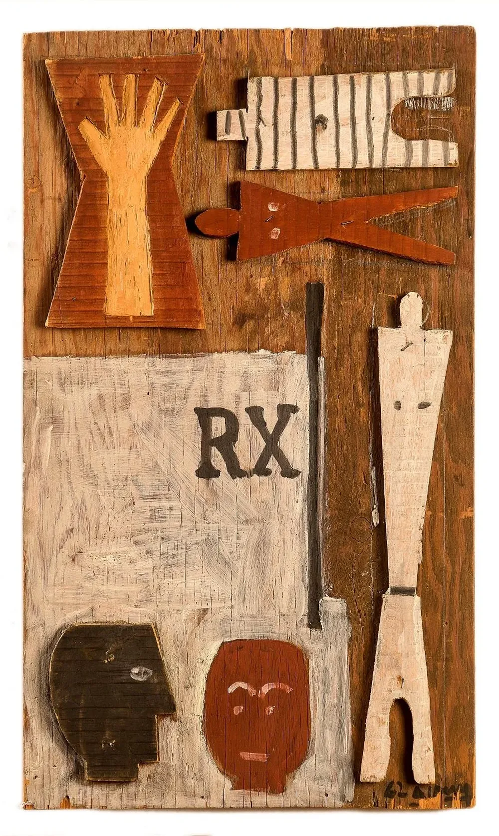 Composición simbólica RX, 1962 Relieve en madera y óleo, 62,5 x 36,5 cm Colección privada, Montevideo