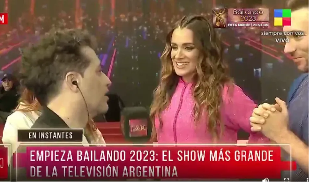 Cami Homs con Angel de Brito en la previa del Bailando