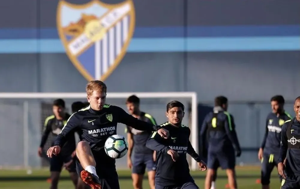 Gonzalo Castro durante el entrenamiento de Málaga