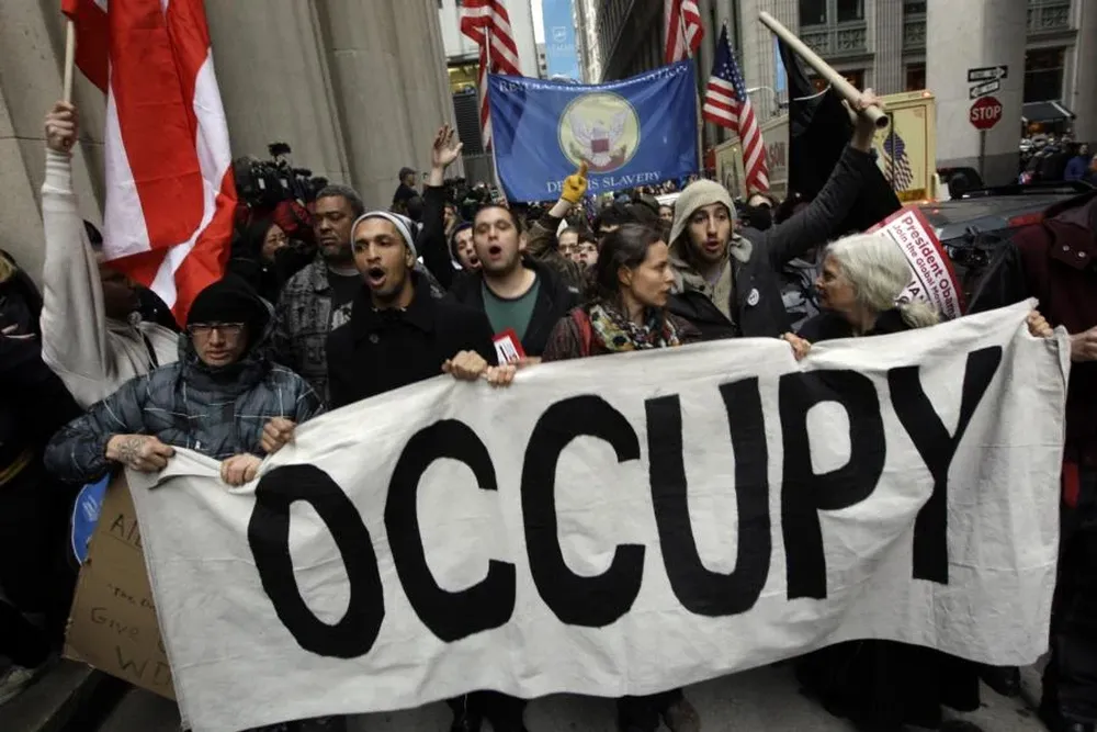 Integrantes de Occupy Wall Street este jueves