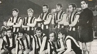 El equipo de la final: parados, Martínez, Peralta, Goncálvez, Figueroa, Soria y Pintos; abajo, Lamberck, Viera, Lamas, Onega y Acuña.