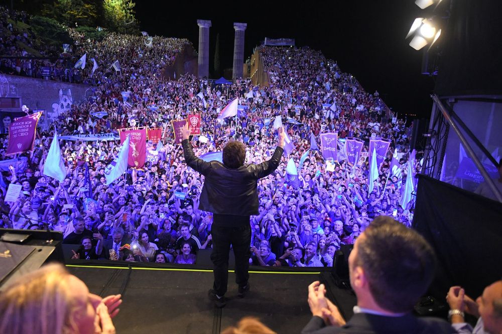 Javier Milei en el cierre de campaña del último jueves en Rosario.