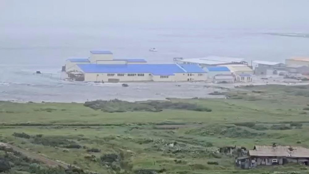 Grandes olas golpearon a la península de Kamchatka, en Severo-Kurilsk tras el terremoto del 30 de julio.