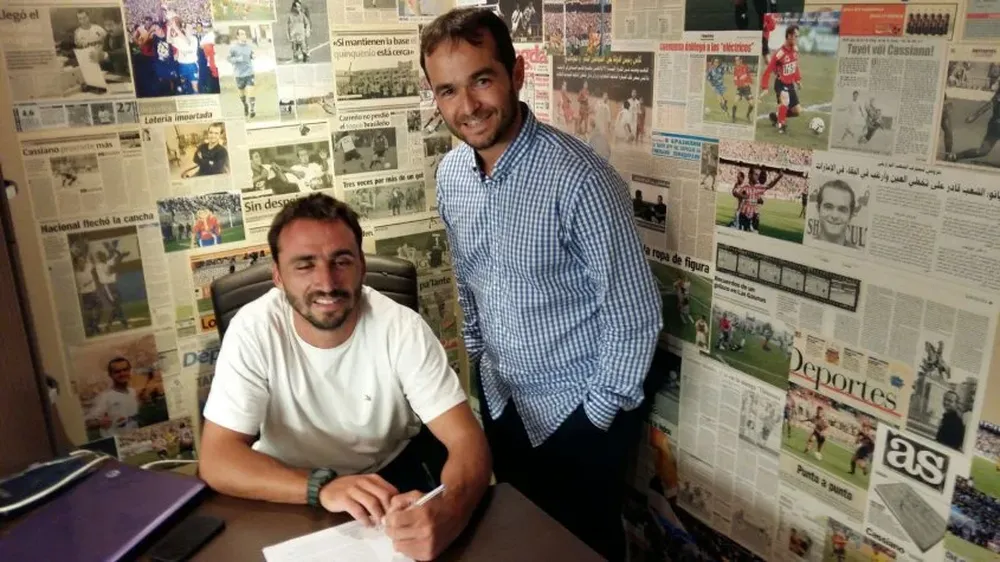 Albín y el empresario Cassiano Mendes, ex Nacional