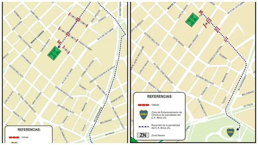 Rutas de acceso y de salida para los hinchas de Boca que lleguen al partido
