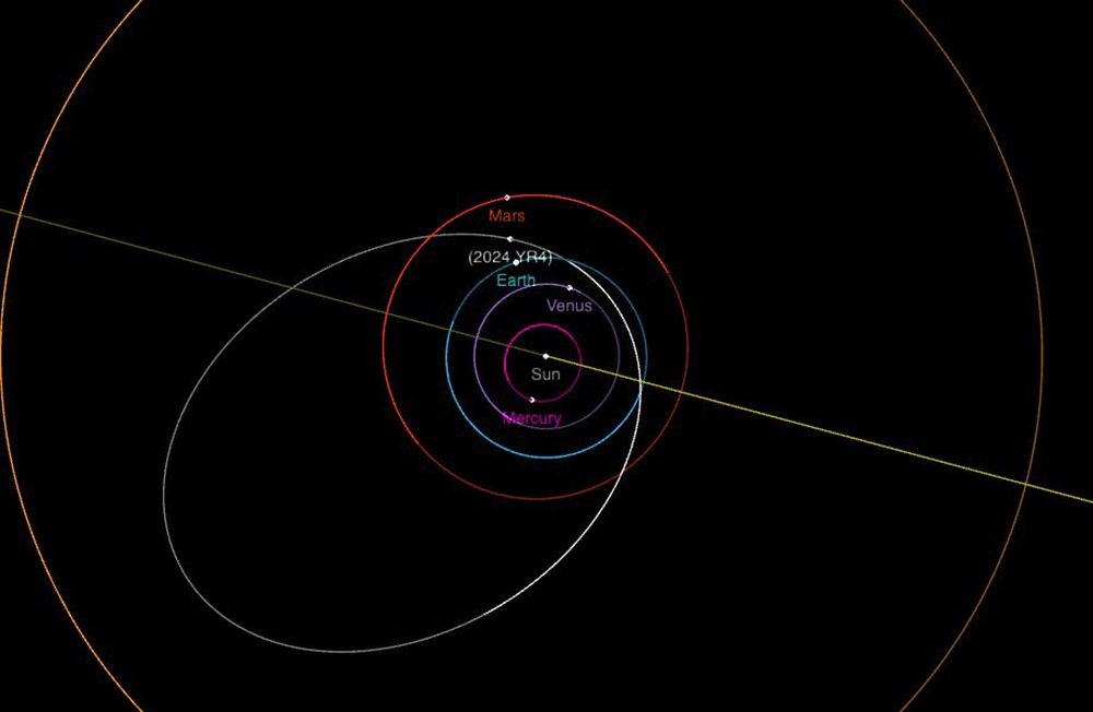 Diagrama de la órbita del asteroide 2024 YR4