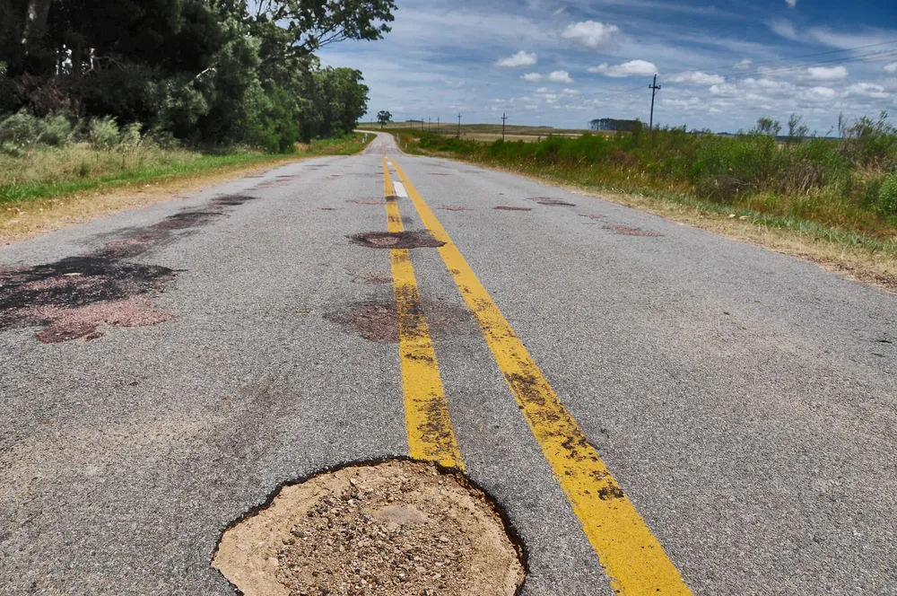 El estado de la ruta 10 a la altura del ingreso a El Palenque es bastante malo