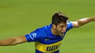 El festejo de Rodrigo Bentancur tras su gol para Boca